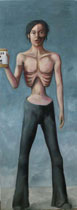 Blooker / Blooker  - Acryl en olieverf op doek 210 x 60 cm  &euro;4.050,-